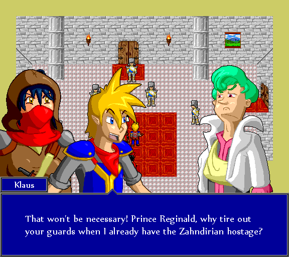 That won't be necessary! Prince Reginald, why tire out your guards when I already have the Zahndirian hostage?