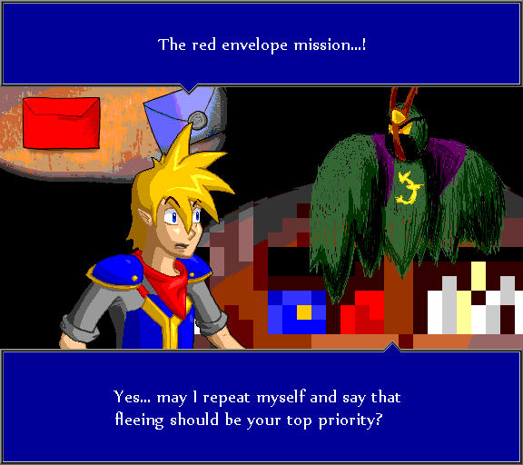 The red envelope mission! Yes... may I repeat myself and say that fleeing should be your top priority?