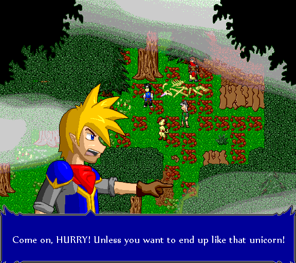 Come on, hurry! Unless you want to end up like that unicorn!