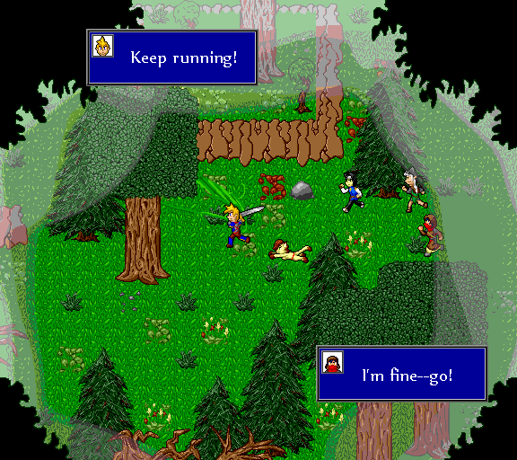 Keep running! I'm fine--go!