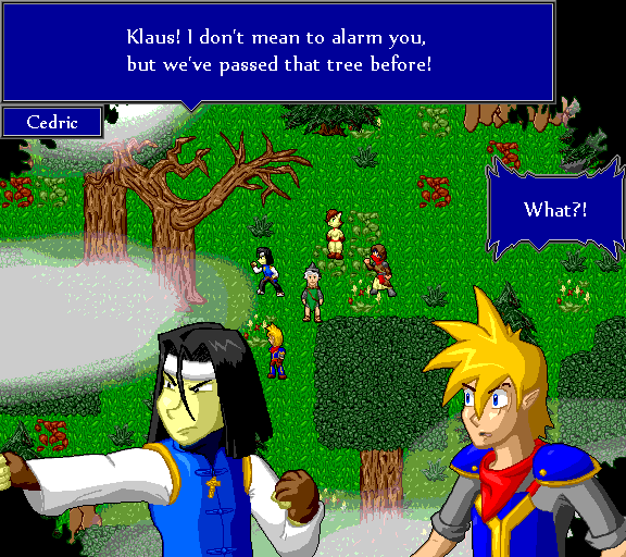 Klaus! I don't mean to alarm you, but we've passed that tree before! What?!