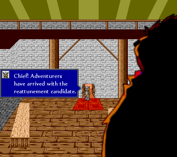 Chief! Adventurers have arrived with the reattunement candidate.