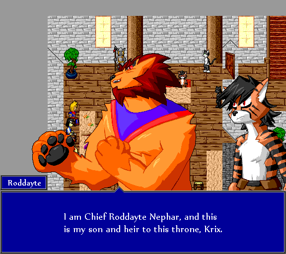 I am Chief Roddayte Nephar, and this is my son and heir to this throne, Krix.