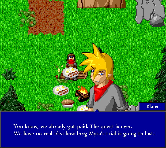 You know, we already got paid. The quest is over. We have no real idea how long Myra's trial is going to last.