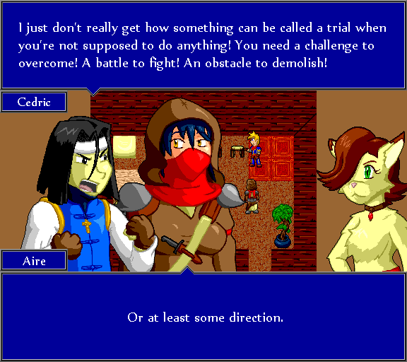 I just don't really get how something can be called a trial when you're not supposed to do anything! You need a challenge to overcome! A battle to fight! An obstacle to demolish! Or at least some direction.