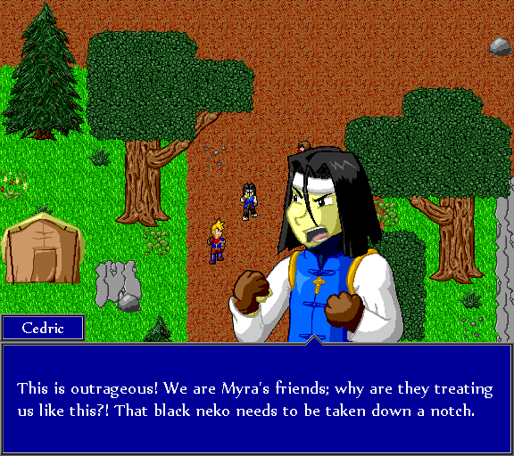 This is outrageous! We are Myra's friends; why are they treating us like this?! That black neko needs to be taken down a notch.