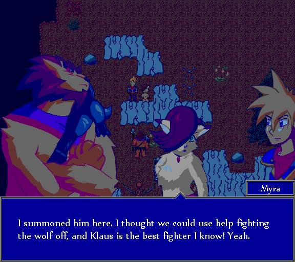 I summoned him here. I thought we could use help fighting the wolf off, and Klaus is the best fighter I know! Yeah.